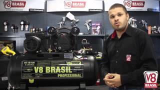 Conheça o Compressor 10 Pés 100 Litros da V8 Brasil [upl. by Nisen]