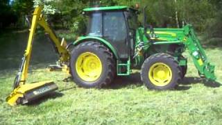 SV107661AVI Tracteur John DEERE  épareuse ROUSSEAU quotTinéaquot 470 [upl. by Gardel602]