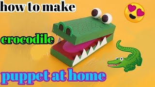 How to make crocodile puppet with toothpaste box  Craft machine [upl. by Hcra]