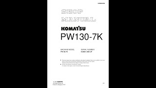 Komatsu PW1307K K40001 amp Up  UEBM002800 Service manual [upl. by Gniy]