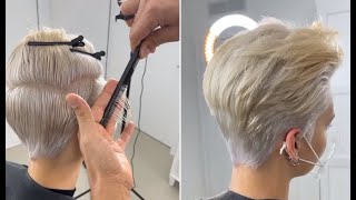 Short Pixie Haircut and Hairstyle for women  Very Short layered cutting tips amp techniques [upl. by Ahsini]