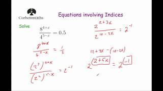 Equations with Indices  Corbettmaths [upl. by Eoj]