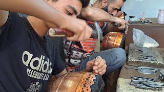 manufacturing a unique copper bowl with 500 stones and carving [upl. by Coulter773]