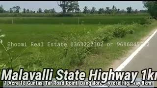 1 acre 18 gunta agriculture land for sale Bangalore Mysore Highway 8km call6363222302 9686845722 [upl. by Siraval]