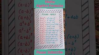 Algebra Formulas Maths  बीजगणितीय सूत्र  algebra shortsfeed shorts [upl. by Anamuj436]