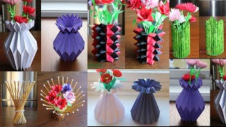 5 Beautiful Paper Flower Vase  Easy Paper Flower Vase Ideas Paper Craft  DIY Paper Vase [upl. by Atiuqel]