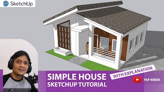 SketchUp Tutorial Build Simple House with Explanation [upl. by Aneehsram]