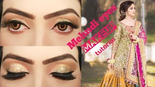 golden green eyes makeup tutorial for brown eyes mehndi bridal eyes makeup tutorial for beginners [upl. by Dhruv730]