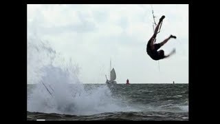 kitesurf big crash compilation [upl. by Annahvas]