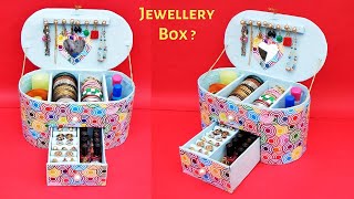 Jewellery Box making at Home with waste Cardboard  Best out of waste [upl. by Prosperus]