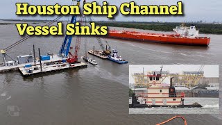 Houston Ship Channel MISS PEGGY Towboat sinks after ship collison [upl. by Edelman]