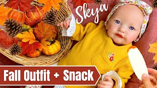 Reborn Baby Skyas Thanksgiving Outfit amp Yummy Snack [upl. by Oflodor211]