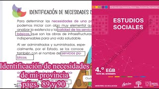 Identificación de necesidades de mi provincia págs 89 y 90 Texto de Estudios Sociales 4°EGB [upl. by Zullo330]