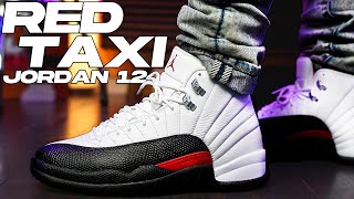 Air Jordan 12 Taxi Flip  Red Taxi Review and On Foot [upl. by Akiria621]