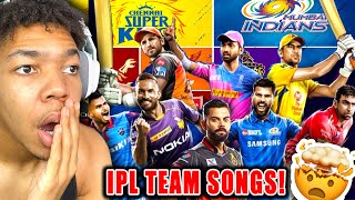 IPL 2024 Team Songs REACTION CSK RCB Mumbai Indians KKR Delhi Capitals Punjab Kings [upl. by Leahey]