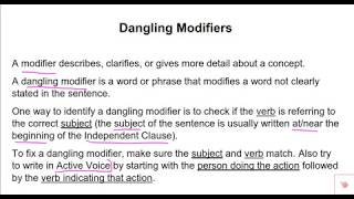 Dangling Modifiers [upl. by Eldoria59]