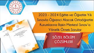 Merkezî Sınava Yönelik Örnek Sorular Çözümleri 2023  2024 2 Dönem  2  SÖZEL BÖLÜM [upl. by Damalus]