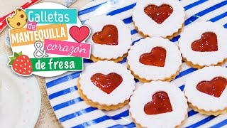 Galletas de mantequilla con corazón de fresa  Recetas navideñas  Quiero Cupcakes [upl. by Sarina]