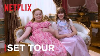 Bridgerton Season 2  A Sneak Peek Tour With Nicola Coughlan and Claudia Jessie [upl. by Khano963]