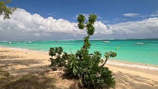 Walking tour on the beautiful Le Morne public beach  4k 60 fps August Mauritius [upl. by Phillane747]