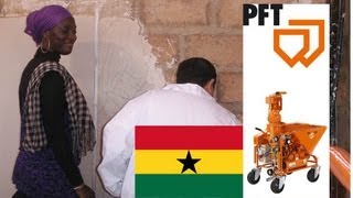 Spraying Knauf MP75 gypsum plaster with a PFT G54 in Africa [upl. by Huldah]