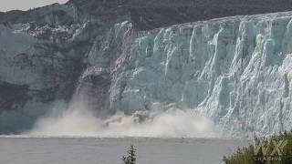 Glacier Calving montage from Childs Glacier in Alaska August 2019 Ground and drone shots 4k [upl. by Dyal]