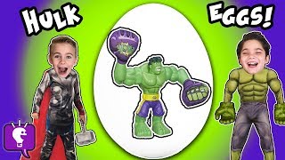 Giant HULK EGGS Surprise SMASH with the HobbyKids [upl. by Notselrahc]