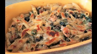 Recette 130Gratin de Pâtes Au Poulet Épinard Champignons amp BéchamelChicken amp Spinach Pasta Bake [upl. by Kumagai708]