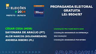 Horário Eleitoral Prefeitos de AraranguáSC  Rádio  260924 [upl. by Cassey]