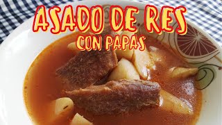 Cómo Hacer Asado de Res con Papas  Recetas de Comida Mexicana [upl. by Milburt486]