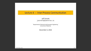 SE 350 Lecture 6 InterProcess Communication IPC [upl. by Daugherty]