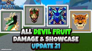 All Devil Fruit Damage and Showcase 600 Mastery Blox Fruits Update 21 Roblox [upl. by Hilly]