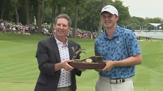 Davis Thompson receives championship trophy in 2024 John Deere Classic [upl. by Kylie]