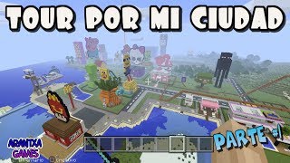 Tour por mi ciudad de Minecraft parte 1 Arantxa City 🏡🏥 [upl. by Nosimaj]