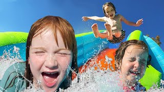 WATER SLiDE JUMP x3  a Family Day at PiRATE iSLAND Catching Fish amp Swimming with Adley Niko Navey [upl. by Wattenberg]