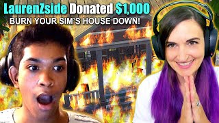 I Donated 1000 For Him to BURN HIS SIM HOUSE DOWN [upl. by Annaigroeg]