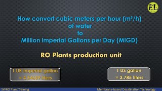 How convert cubic meters per hour m³h of water to Million Imperial Gallons per Day MIGDRO unit [upl. by Sommers741]