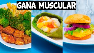 3 ALMUERZOS para GANAR MASA MUSCULAR  Recetas Fitness Fáciles [upl. by Mazurek]