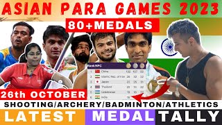 Asian Para Games 2023  Latest Medal Tally  India won 80 medals Athletics  Shooting Archery [upl. by Filahk]