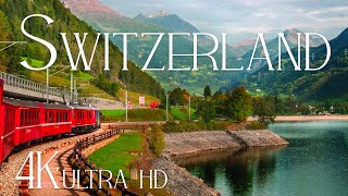 Switzerland • Swiss Alps Train Rides  Relaxation Film  Relaxing Music  Nature 4k Video UltraHD [upl. by Saimerej]