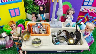 எல்லா பாத்திரத்தையும் ஈஸியா கழுவியாச்சே😀Barbie girl plastic sink set usingBarbie show tamil [upl. by Froehlich645]