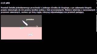 Zadania z fizyki  fpo401  Zjawisko załamania światła 5 pkt CKE Czerwiec 2011  A1 [upl. by Panter]