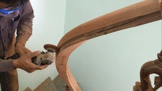 Amazing Techniques Especially Making Curved Handrail For Wooden Stairs You Have Never Seen Part 2 [upl. by Samantha]