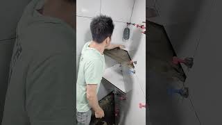 Bathroom corner wall niche making process [upl. by Nilrem]