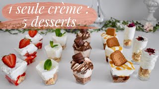 5 Verrines en 15 MIN AVEC 1 SEULE CRÈME 👌🏻Recette Facile et Rapide  Nutella Fraise Citron [upl. by Ahtoelc527]