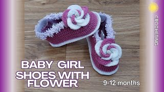 Baby Girl Crochete Shoes with flower  Baby Girl Shoes 912 months [upl. by Zurheide]