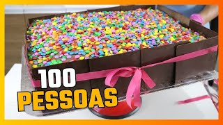 DECOREI UM BOLO RETANGULAR PARA 100 PESSOAS  MASSA CHIFFON COBERTURA DE BRIGADEIRO [upl. by Onaicul]