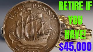 Top 5 Common UK Half Penny Coins Value A Big Worth  Coin Collecting Guide [upl. by Inman]