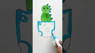 Cute Dinosaur 😱🦕🦖 drawing art shorts ytshorts diy painting [upl. by Senecal]