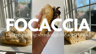 I was CRAVING focaccia😋My first time making sourdough focaccia bread focaccia recipe sourdough [upl. by Yacov]